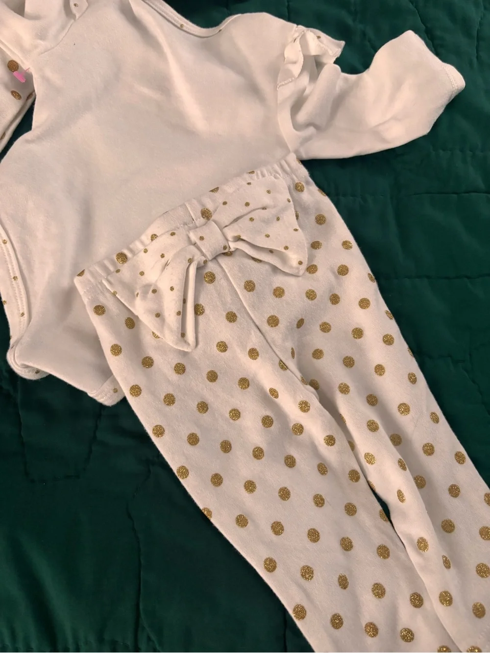 White and Gold Baby Set with Sparkle Tulle